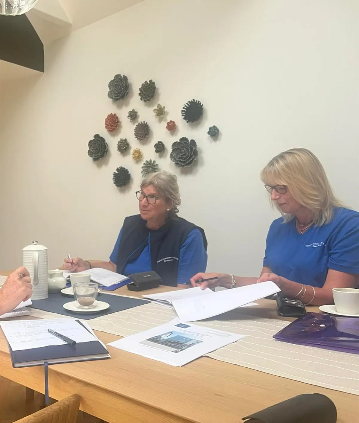 Two PALS assessors reviewing reports around a meeting table